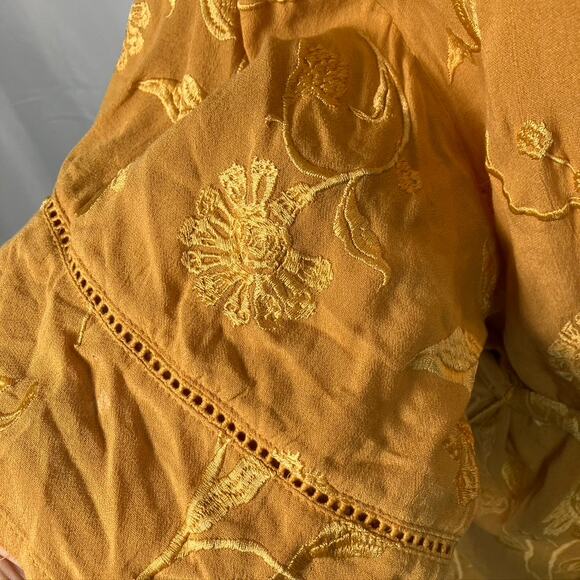 Amuse Society Poolside Dreams Golden Yellow Embroidered Kimono Top Womens M/L - Picture 5 of 16